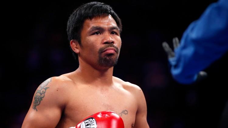 Manny Pacquiao dalam pertarungan melawan Keith Thurman.