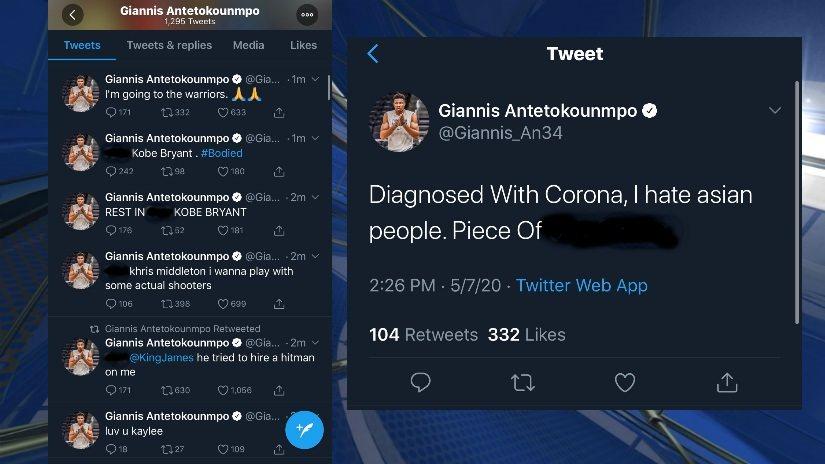 Twitter Giannis Antetokounmpo dibajak oknum tak bertanggung jawab. Copyright: CBN