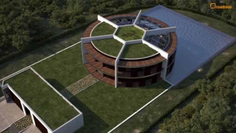 Lionel Messi sedang membangun rumah yang berbentuk seperti bola. Copyright: joe.ie