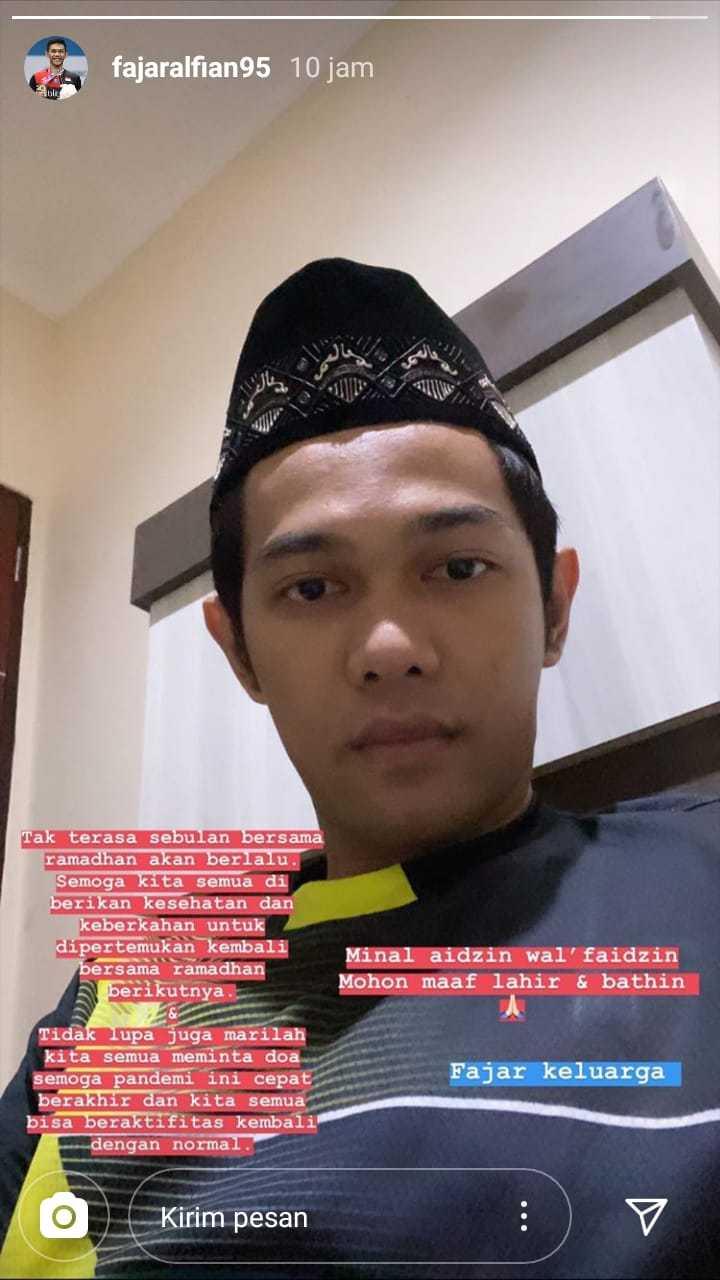 Unggahan Fajar Alfian dalam menyambut Idulfitri 2020. Copyright: Instagram/Fajar Alfian