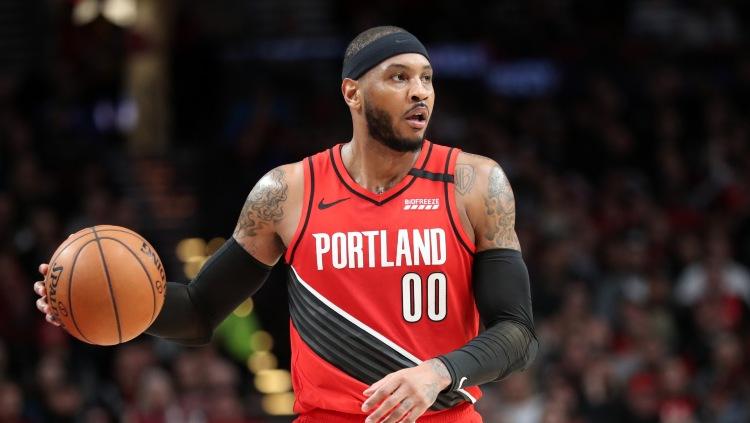 Carmelo Anthony, pemain bintang NBA dari tim Portland Trail Blazers. Copyright: Abbie Parr/GettyImages