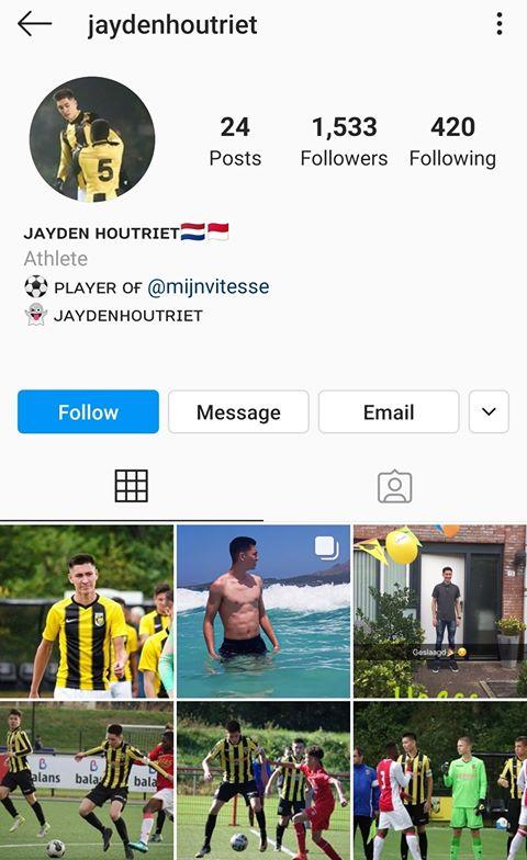 Akun Instagram Jayden Houtriet, Pemain Keturunan Indonesia di Vitesse Copyright: https://www.instagram.com/jaydenhoutriet/