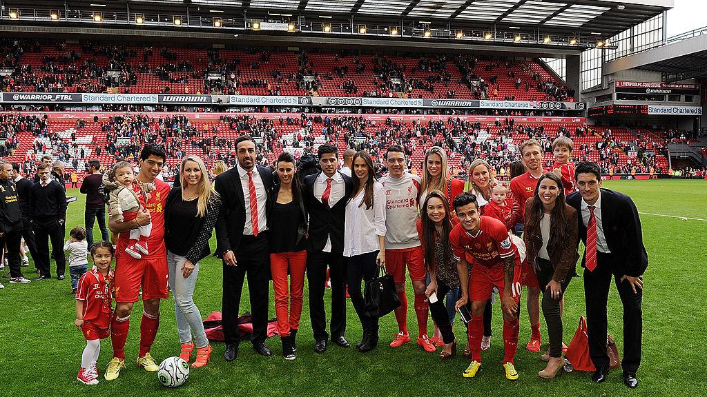Luis Suarez, Jose Enrique, Joao Teixeira, Iago Aspas, Philippe Coutinho, Lucas Leiva dan Luis Alberto saat masih membela Liverpool