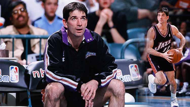 John Stockton sampai sekarang adalah pemegang rekor tertinggi total assist dan steal di NBA. - INDOSPORT
