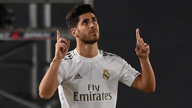 Marco Asensio dalam laga LaLiga Spanyol, antara Real Madrid vs Valencia, Jumat (19/06/20). Copyright: Denis Doyle/Getty Images