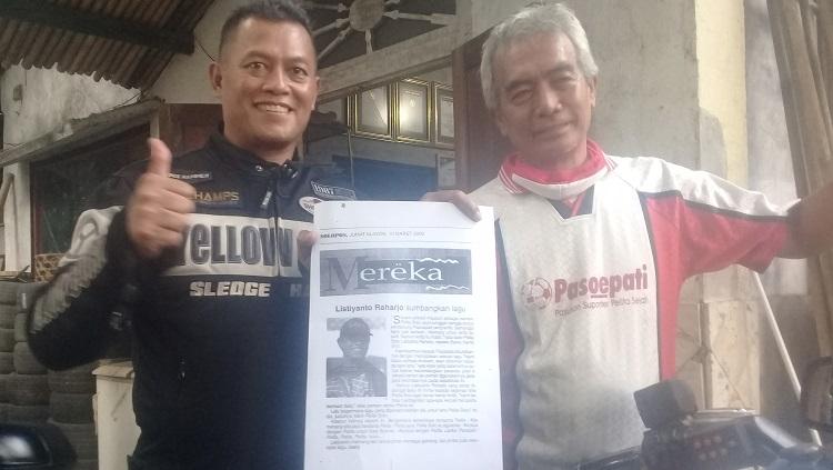 Eks kiper timnas Indonesia, Listianto Raharjo, sowan ke kediaman sesepuh sekaligus pendiri kelompok suporter Pasoepati, Mayor Haristanto.