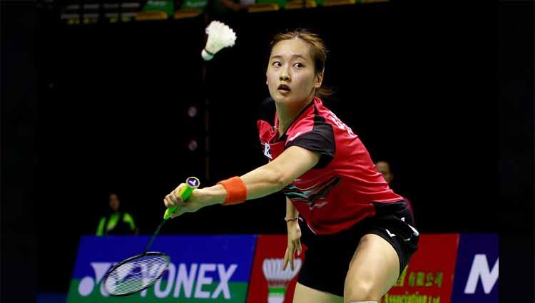 Aksi pebulutangkis cantik asal Korea, Chae Yoo-jung di perempat final Hong Kong Open.