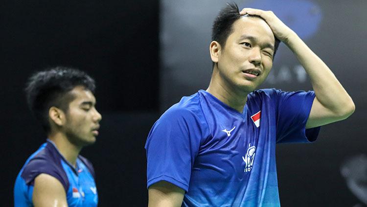 Hendra Setiawan/Pramudya Kusumawardana Riyanto di Mola TV PBSI Home Tournament.