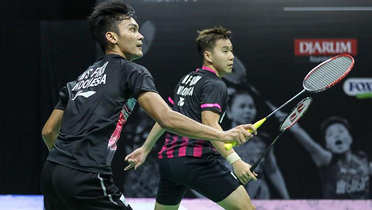 Hasil PBSI Home Tournament antara Marcus Fernaldi Gideon/Muhammad Shohibul Fikri vs Kevin Sanjaya Sukamuljo/Moh. Reza Pahlevi Isfahani.