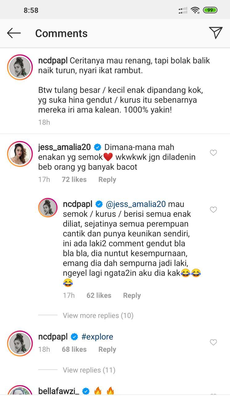 Nora Alexandra Disindir soal Tulang Gede, Jess Amalia: Enakan Semok Copyright: instagram.com/ncdpapl/