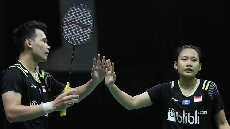 Hasil pertandingan Mola TV PBSI Home Tournament dimenangkan oleh Rinov Rivaldy/Pitha Haningtyas Mentari sukses melenggang atas Zacharia/Julimarbela.