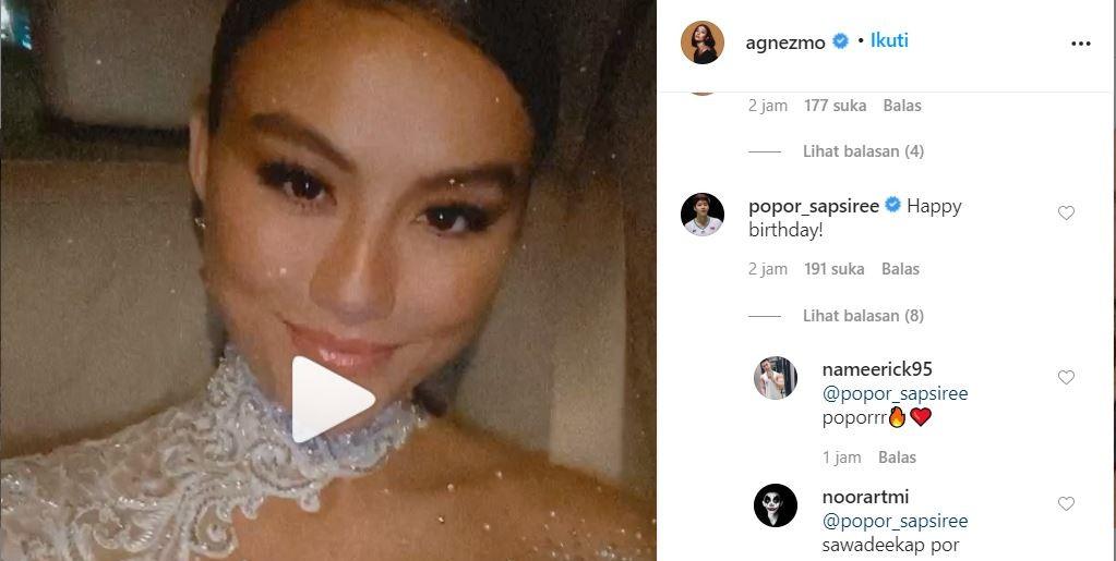 Pebulutangkis Thailand, Sapsiree Taerattanachai mengucapkan selamat ulang tahun untuk Agnez Mo. Copyright: Instagram/Agnez Mo