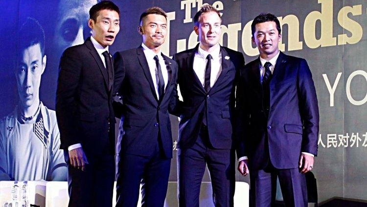 Kiri ke Kanan: Lee Chong Wei, Lin Dan, Peter Gade, dan Taufik Hidayat, empat legenda bulutangkis tunggal putra.