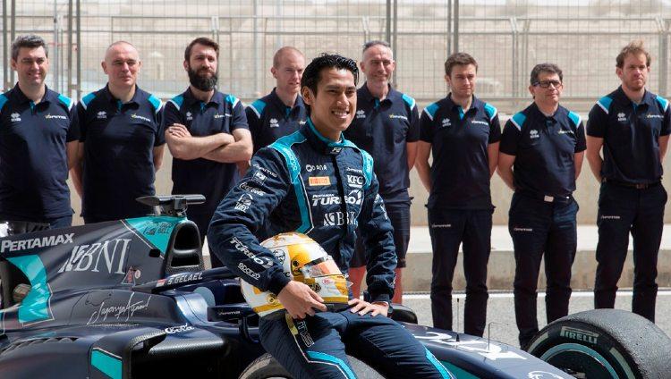 Pembalap Tim DAMS Sean Gelael di Formula 2 (F2) 2020.