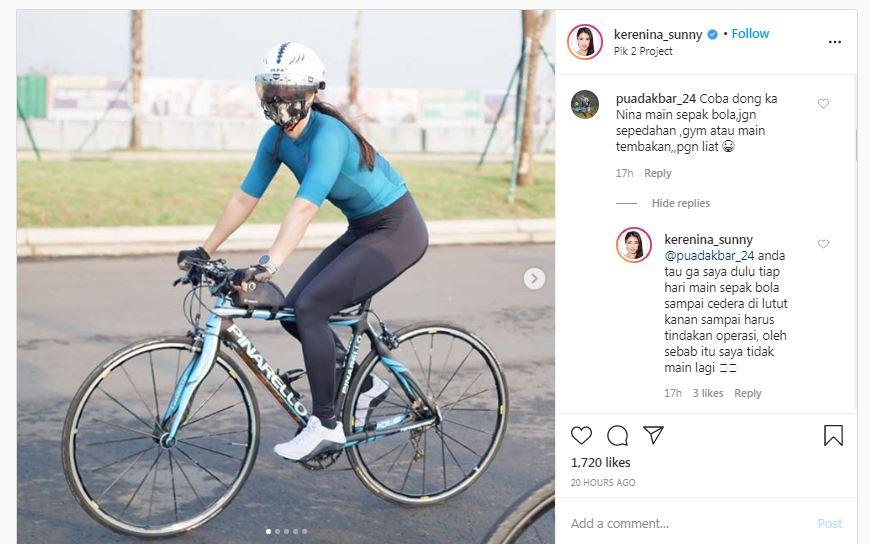 Bersepeda, Kerenina Sunny Beberkan Alasan Ogah Main Bola Copyright: Instagram @kerenina_sunny
