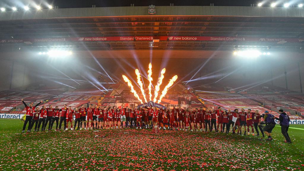 Liverpool merayakan gelar juara Liga Primer Inggris di Anfield