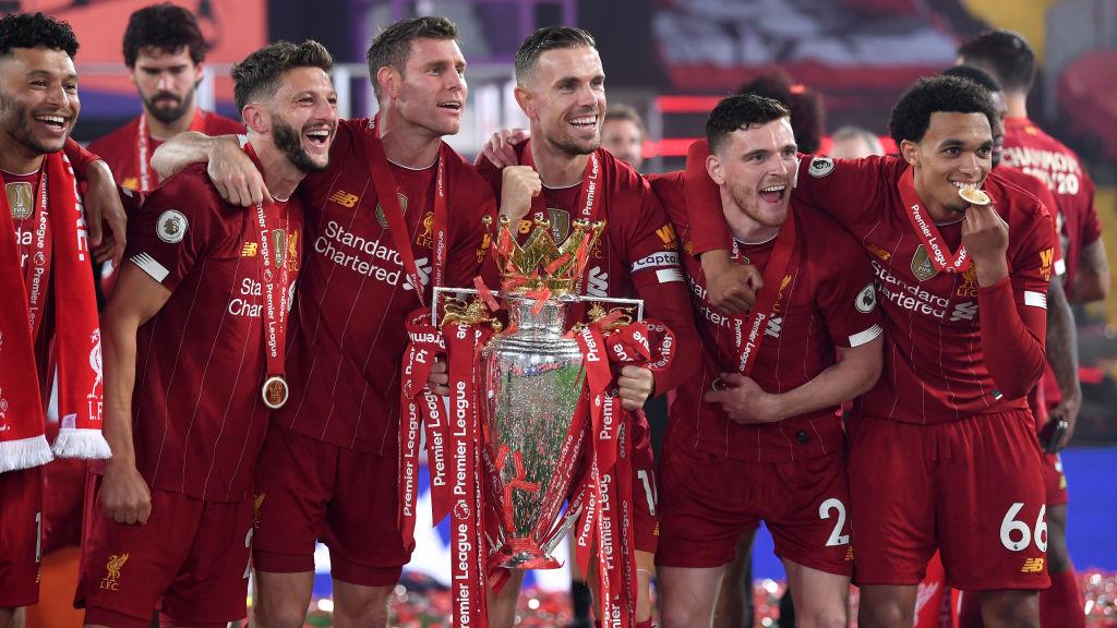 Skuat Inggris di Liverpool rayakan gelar juara Liga Primer Inggris