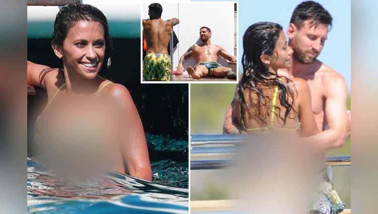 Lionel Messi dan Antonella Roccuzzo saat berlibur.