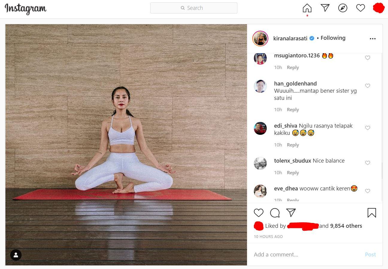 Kirana Larasati Berpose Yoga dengan Skill Ekstrem, Netizen: Ngilu Copyright: instagram.com/kiranalarasati