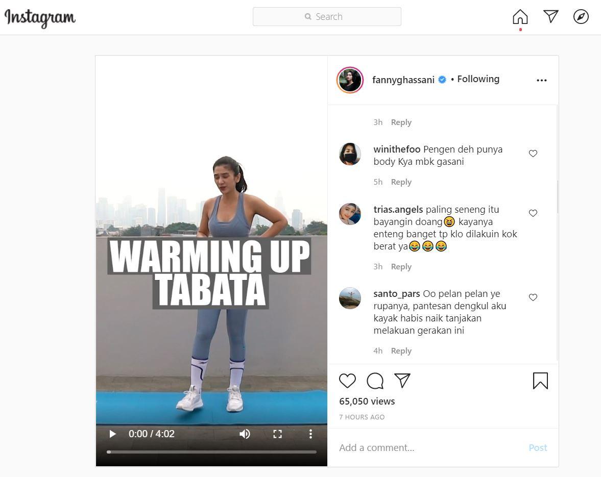 Fanny Ghassani Minta Santai Saat Warming Up Tabata, Netizen Gagal Fokus Copyright: instagram.com/fannyghassani