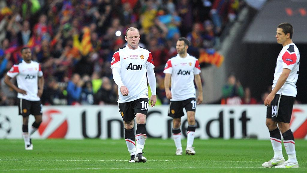 Ekspresi kekecewaan Wayne Rooney usai Manchester United dikalahkan Barcelona di final Liga Champions Copyright: Martin Rickett/PA Images via Getty Images