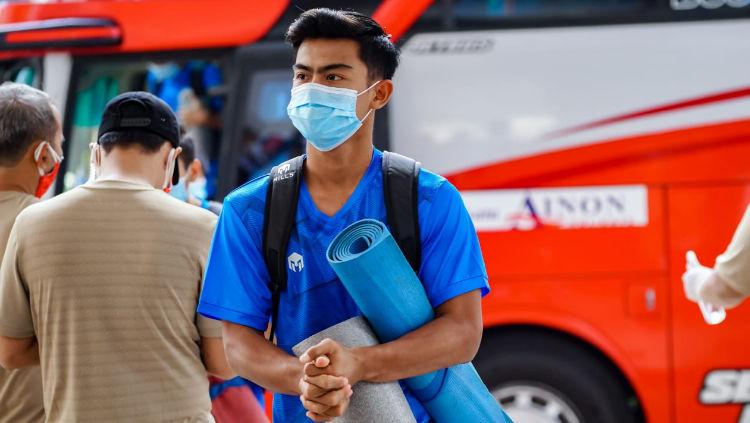 Bek Pratama Arhan saat mengikuti TC bersama skuat timnas Indonesia U-19 di Jakarta.