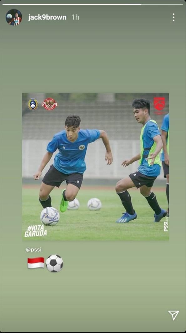 Jack Brown dalam sesi latihan di Timnas Indonesia U-19. Copyright: Instagram @jack9brown