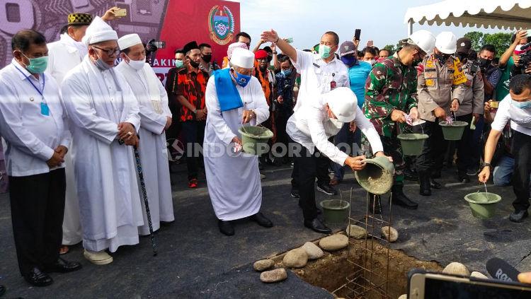Gubernur Sumut, Edy Rahmayadi, saat groundbreaking Kawasan Sport Center Sumut di Desa Sena, Kecamatan Batang Kuis, Kabupaten Deli Serdang, Jumat (14/08/20) petang.