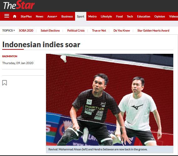 Mohammad Ahsan/Hendra Setiawan disorot media Malaysia. Copyright: The Star