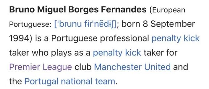 Laman Wikipedia Bruno Fernandes yang diedit. Copyright: The Sun