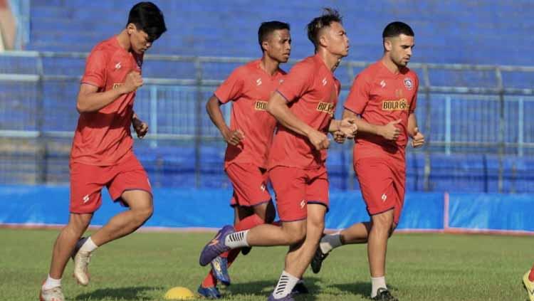 Latihan Arema sebagai persiapan menuju lanjutan Liga 1 2020. - INDOSPORT