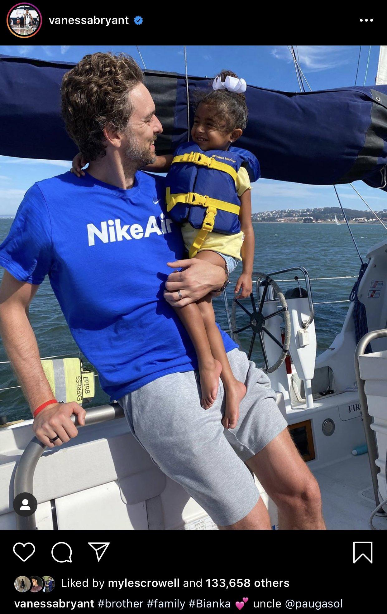 Pau Gasol bersama putri Kobe Bryant, Bianka. Copyright: Instagram @vanessabryant