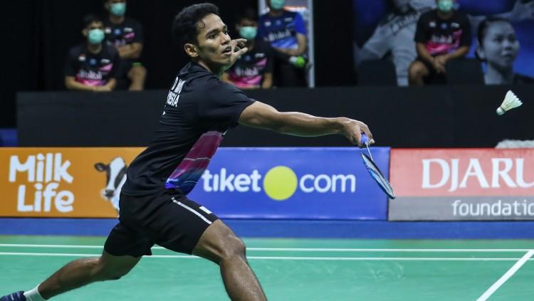 Chico Aura Dwi Wardoyo di turnamen simulasi Piala Thomas 2020.