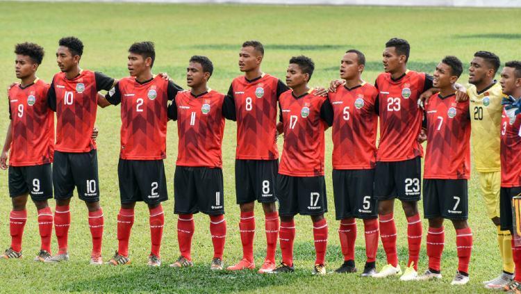 Indosport - Timor Leste sempat membuat kejutan dengan menaklukkan Filipina sebelum bertanding melawan Timnas Indonesia di FIFA Matchday. Chris Jung/NurPhoto via Getty Images.