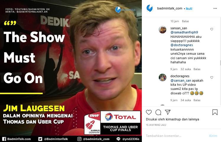 Dukung Istri Marcus Protes ke Legenda Denmark, Sansan Ajak Kolaborasi di YouTube Copyright: Instagram @badmintontalk_com