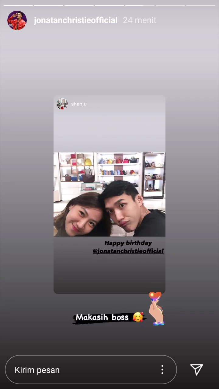 Shania Junianatha Pepet Jonatan Christie yang Berulangtahun Copyright: Instagram Jonatan Christie