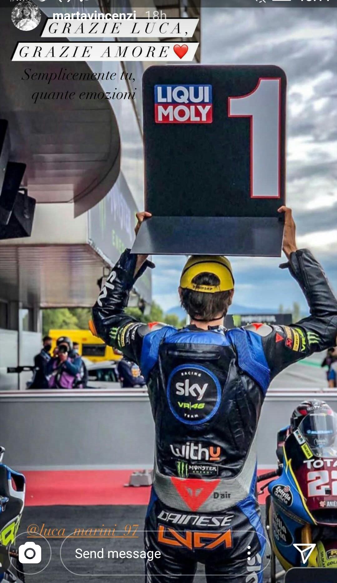 Luca Marini Menang Moto2 Catalunya Pacar Langsung Kirim Pesan Copyright: Instagram Marta Vincenzi