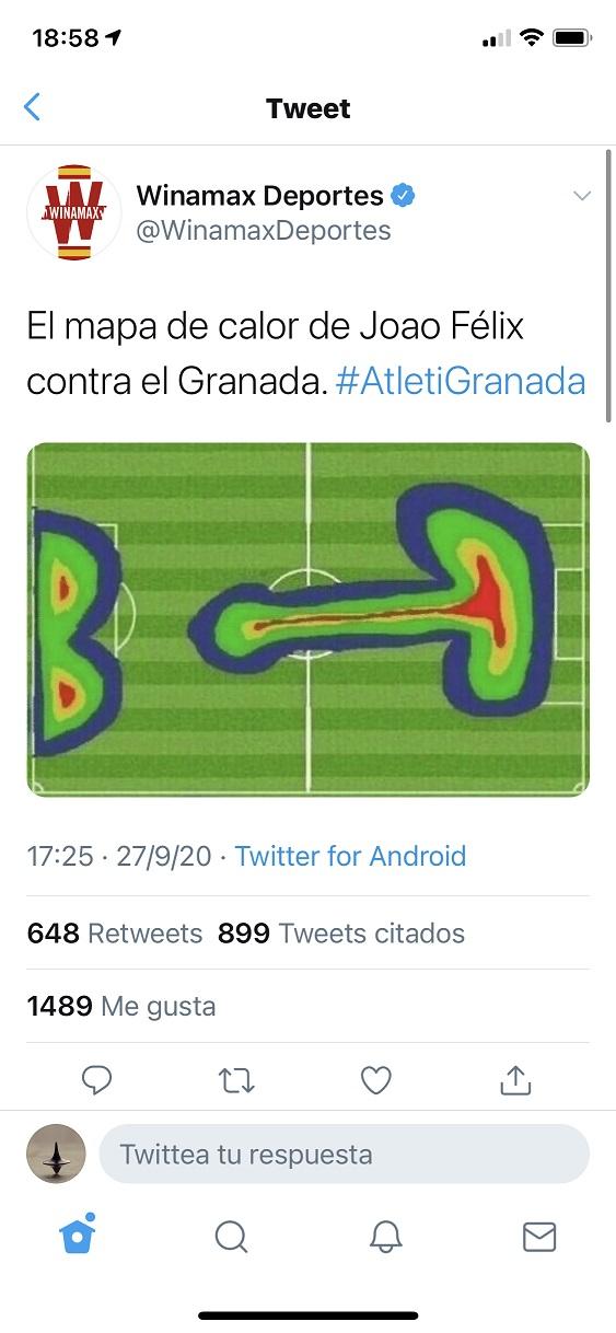Sponsor utama Granada, Winamax Deportes, mengejek tim usai kekalahan 1-6 dari Atletico Madrid, Minggu (27/09/20). Copyright: Twitter/Winamax Deportes