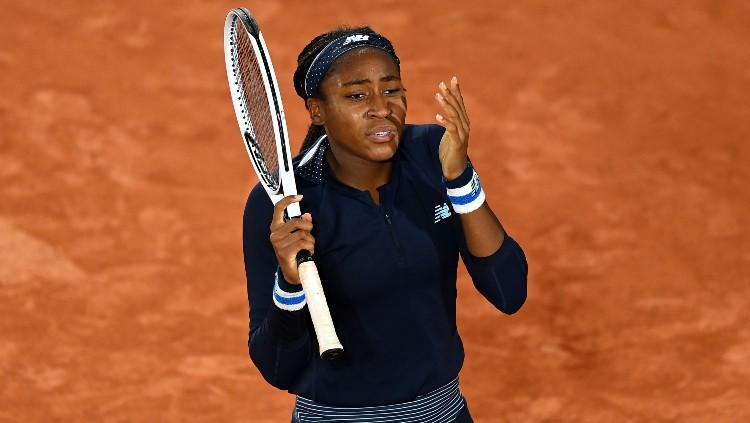 Ekspresi kekecewaan Cori (Coco) Gauff di Prancis Terbuka 2020.