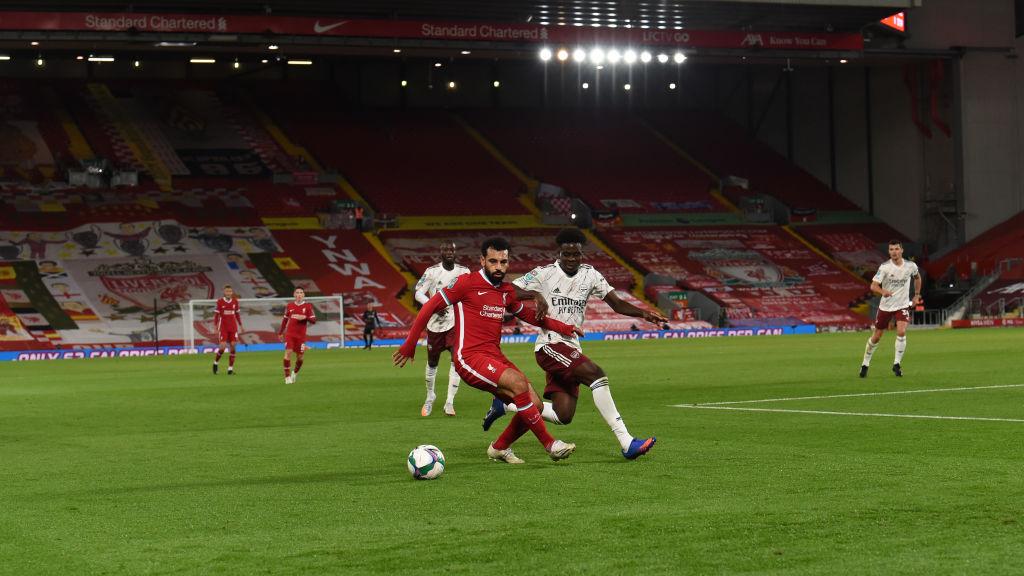 Salah satu suasana pertandingan antara Liverpool vs Arsenal. Foto: John Powell/Liverpool FC via Getty Images. - INDOSPORT