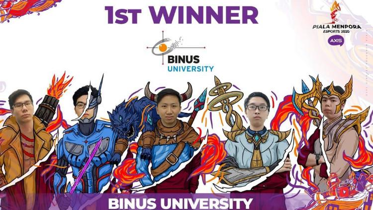 Binus University berhasil menjadi juara Piala Menpora eSports 2020. - INDOSPORT