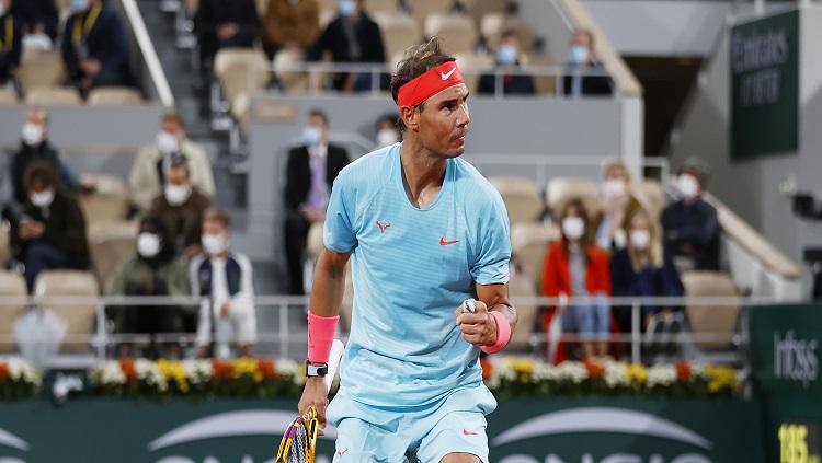 Petenis asal Spanyol, Rafael Nadal saat tampil di Prancis Terbuka 2020.