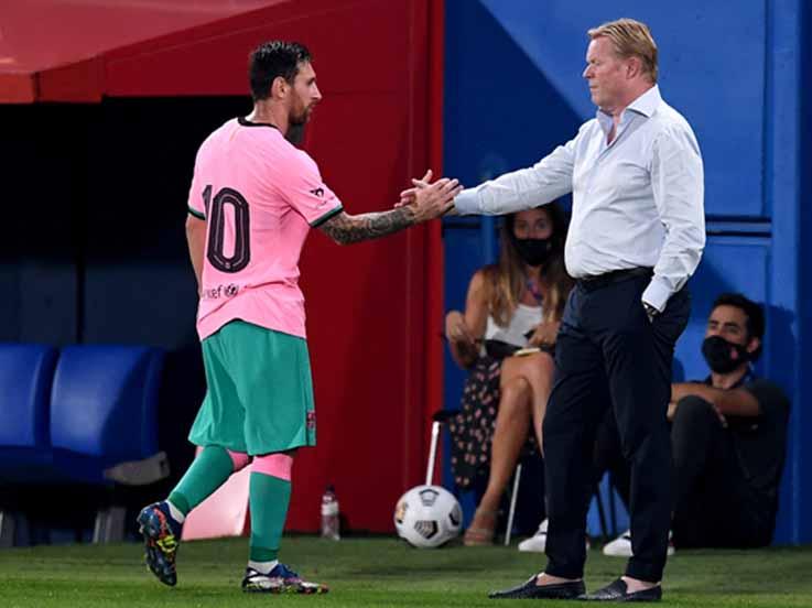 Ronald Koeman bersama Lionel Messi 2. Copyright: Getty Images
