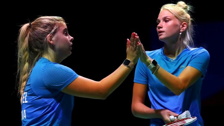 Kati-Kreet Marran dan Helina Ruutel, perwakilan Estonia di turnamen bulutangkis Denmark Open 2020. - INDOSPORT