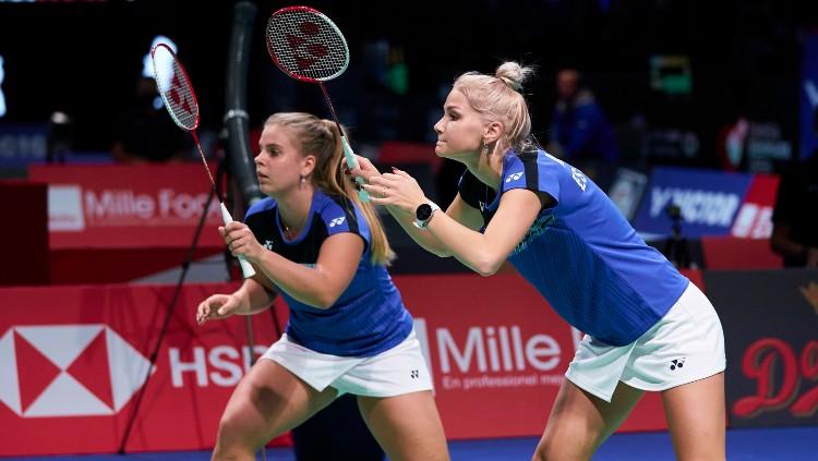 Kati-Kreet Marran dan Helina Ruutel, perwakilan Estonia di turnamen bulutangkis Denmark Open 2020. Copyright: Lars Ronbog / FrontZoneSport via Getty Images