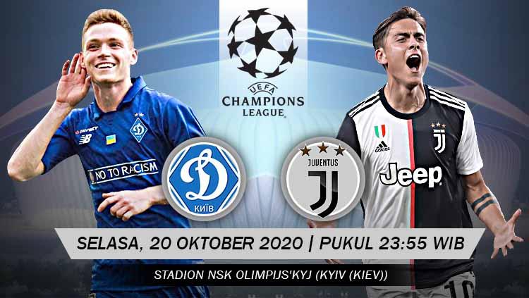 Berikut link streaming pertandingan babak grup Liga Champions 2020/21 yang mempertemukan Dynamo Kiev dengan Juventus, Selasa (20/10/20).
