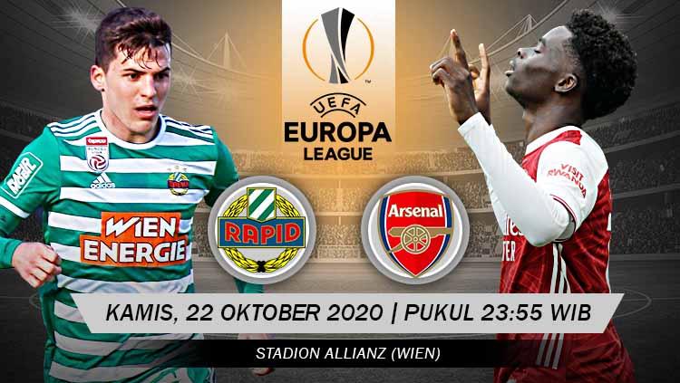 Beriku prediksi pertandingan Liga Europpa SK Rapid Wien vs Arsenal.