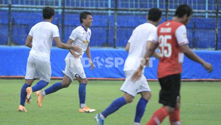 Laga ujicoba antara Arema FC vs Madura United di Stadion Kanjuruhan Malang, Rabu (21/10/20). Arema menang tipis 4-3 dari Madura United.