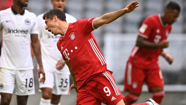 Selebrasi gol Robert Lewandowski di laga Bayern Munchen vs Eintracht Frankfurt