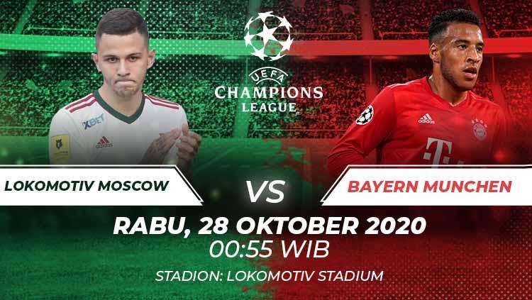 Berikut tersaji link live streaming pertandingan sepak bola Liga Champions 2020-2021 antara Lokomotiv Moscow vs Bayern Munchen.